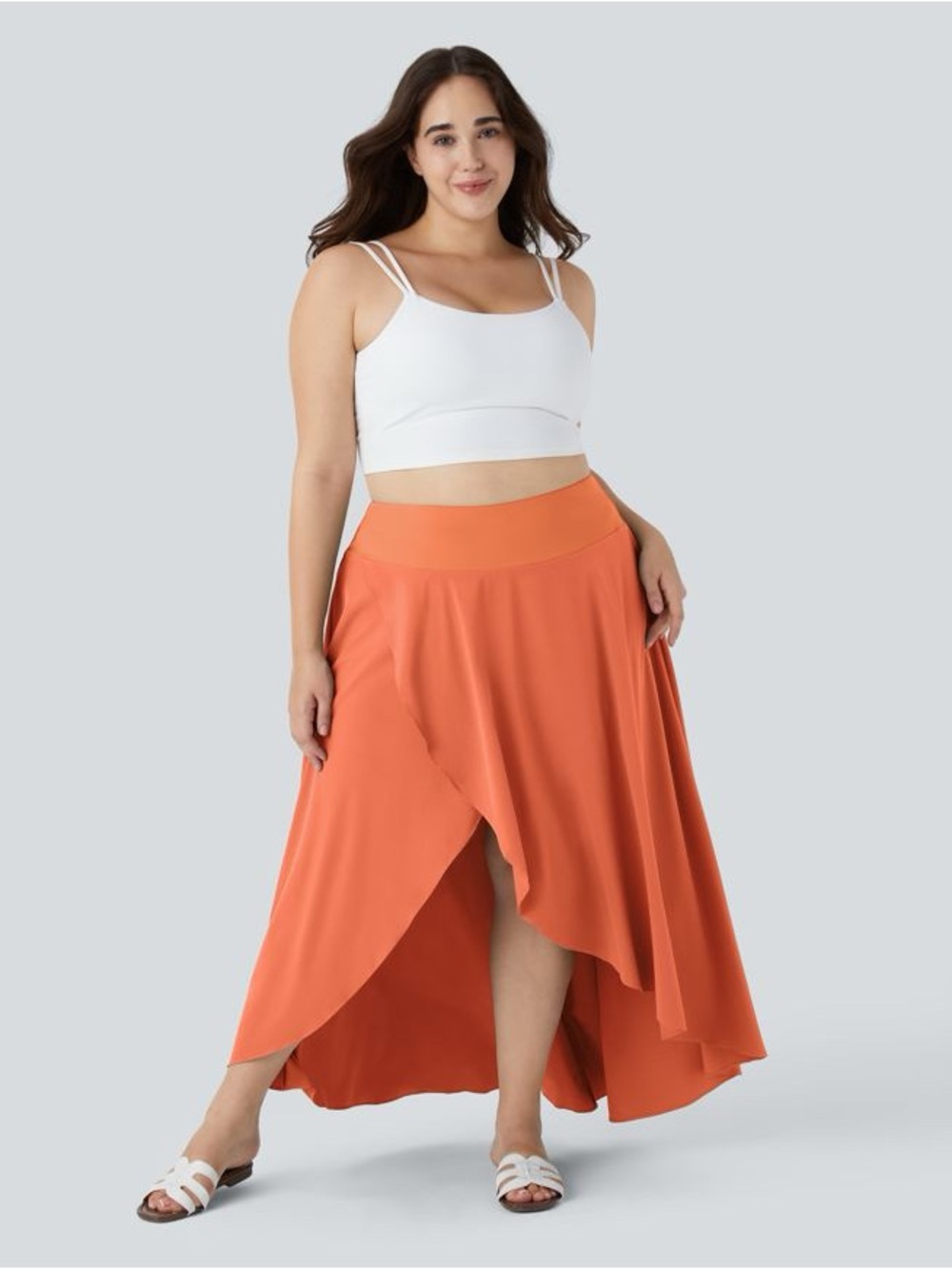 HALARA Breezeful High Waist High Low Ruffle 2-in-1 Flowy Skirt with Shorts